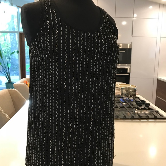OLIVE & Oak Black beaded & chiffon tank Sz S NWT - Picture 6 of 6